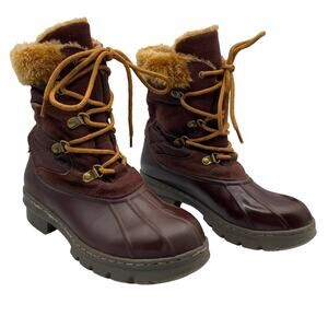 BareTraps Women's Brown Suede Leather Rubber Waterproof Snow Boots Size 6M